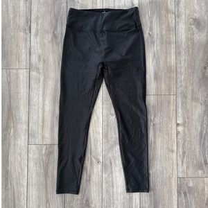 Santiny Faux Leather Leggings‎ Black High Waist Stretch Pants Women Size 27M